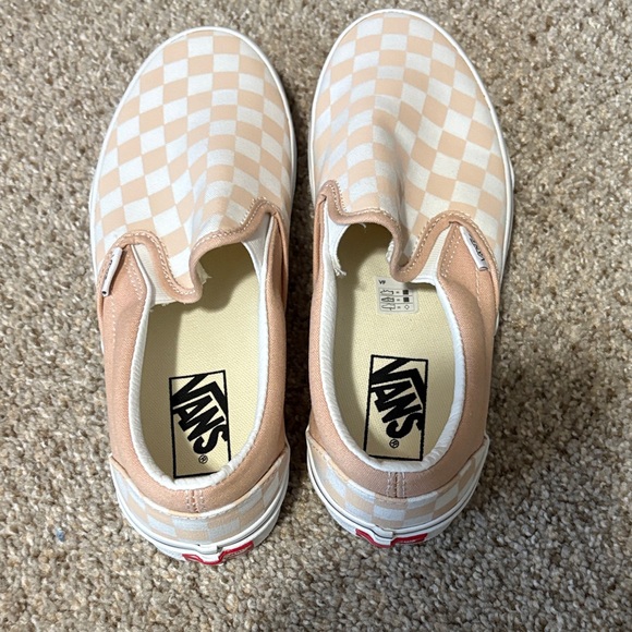 Vans Shoes - Vans Peach and White Checkered Slip-On Sneakers